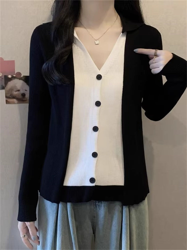 V-neck temperament cardigan unique spring tops for women