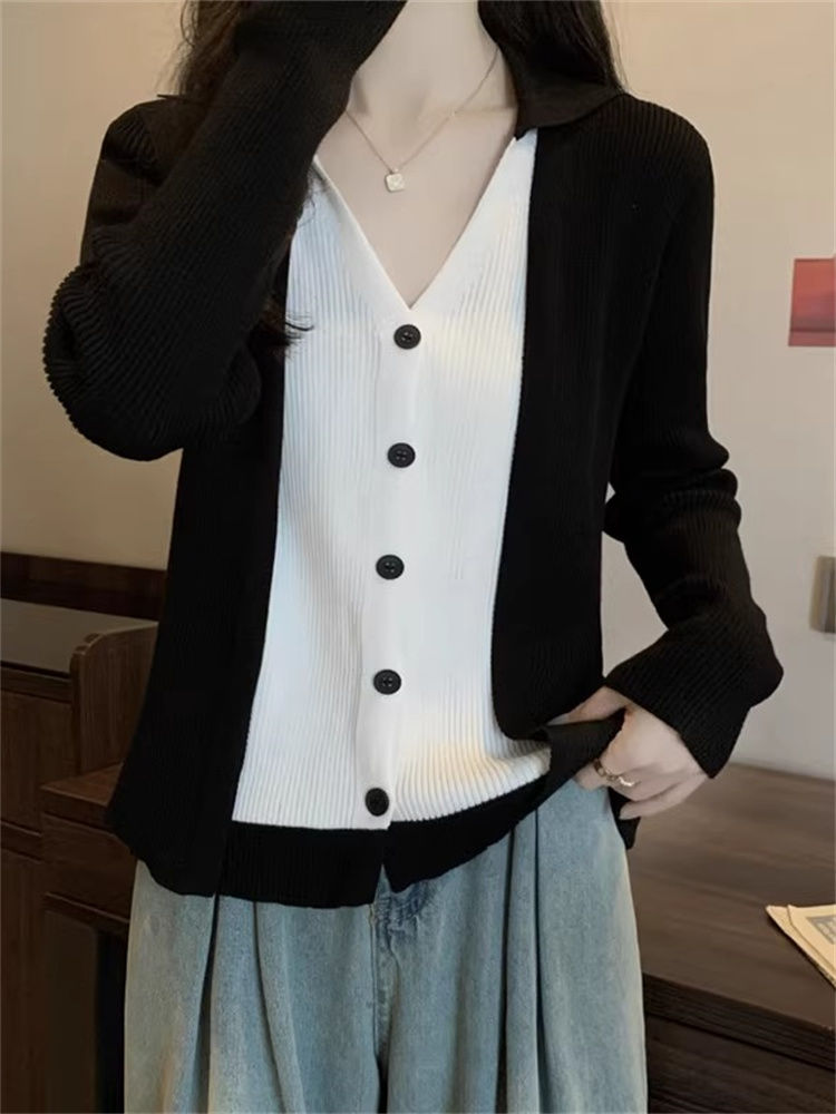 V-neck temperament cardigan unique spring tops for women