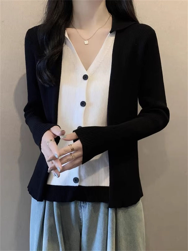 V-neck temperament cardigan unique spring tops for women