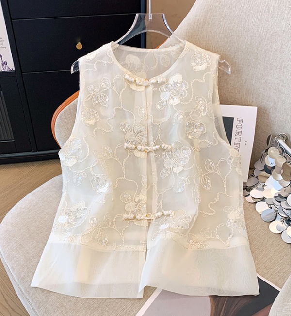 Chinese style tops embroidery waistcoat for women