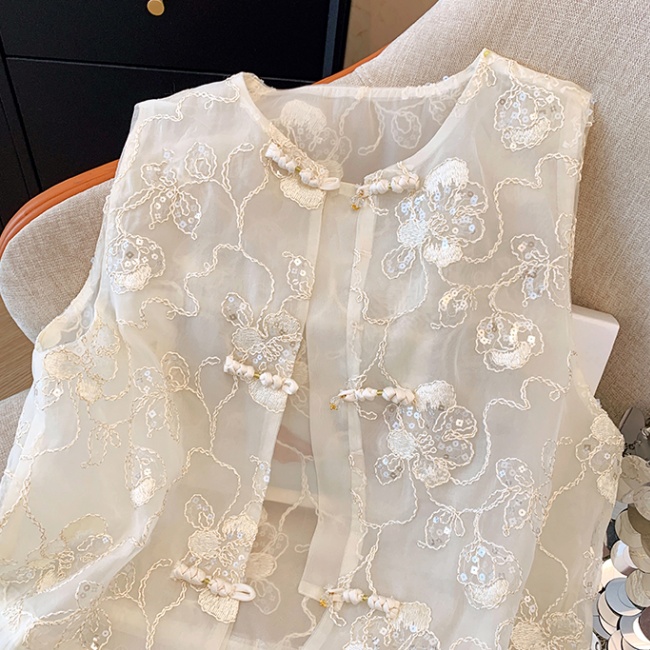 Chinese style tops embroidery waistcoat for women