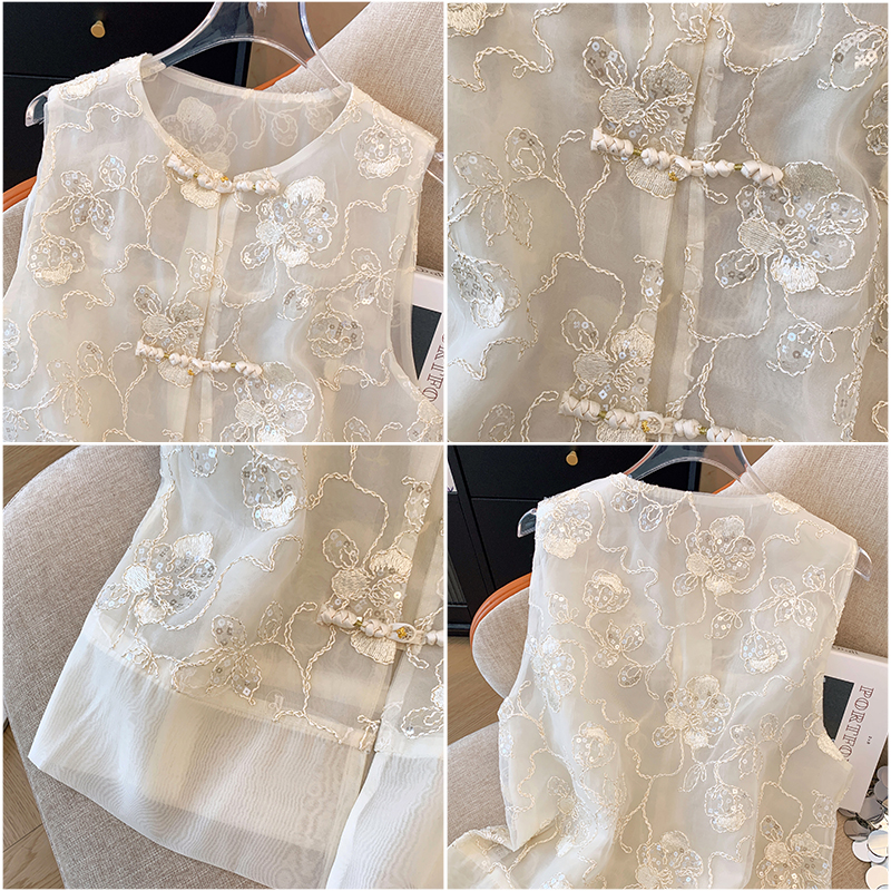 Chinese style tops embroidery waistcoat for women