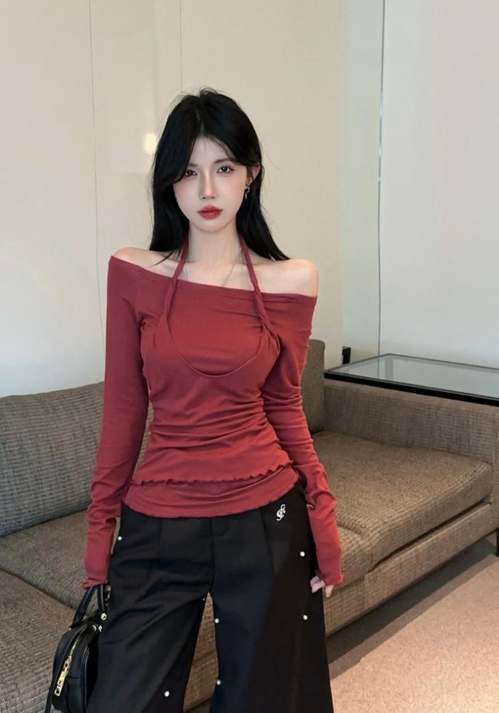 Spring bottoming shirt strapless T-shirt for women