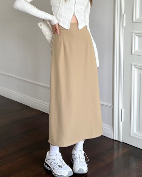 High waist A-line skirt slim split long skirt