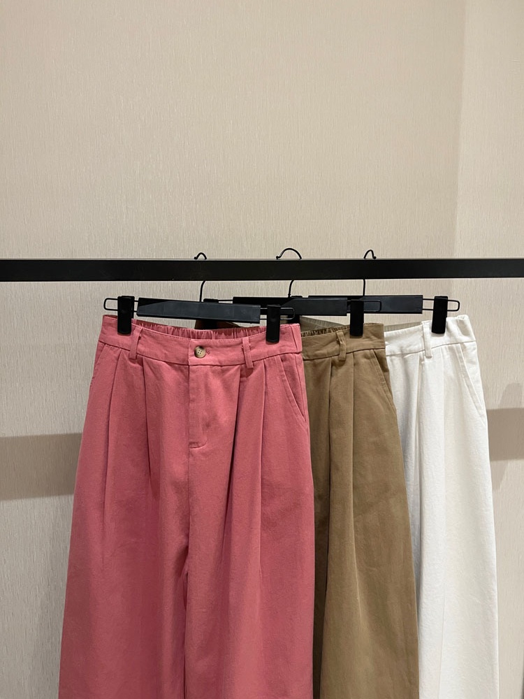 Cotton high waist nine pants washed loose wide leg pants