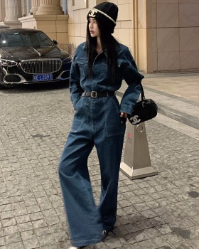 Casual American style jumpsuit denim temperament work clothing