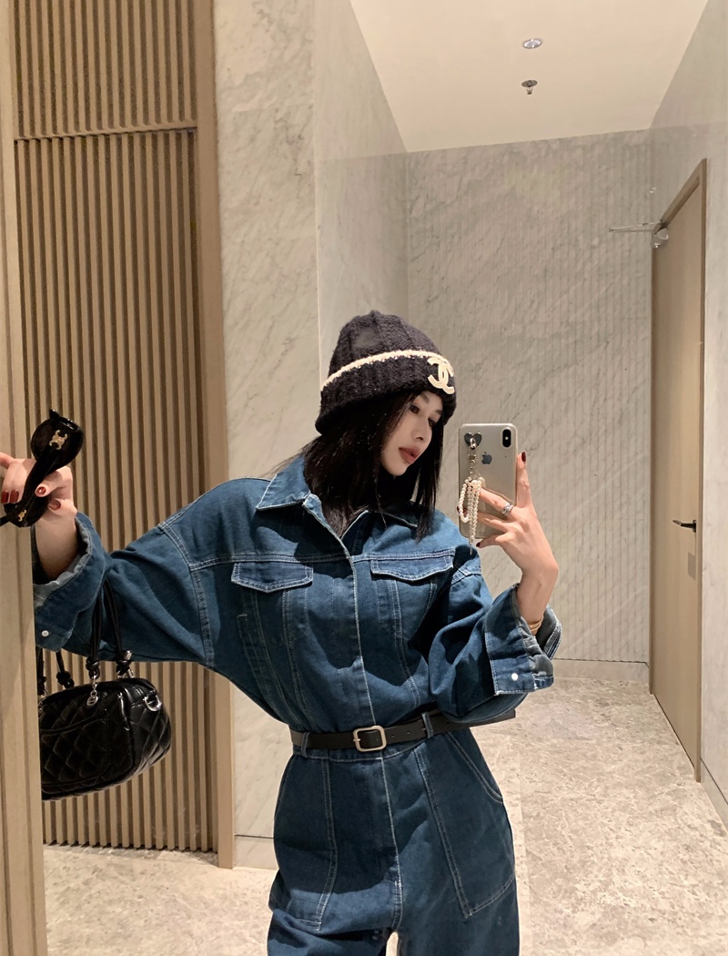 Casual American style jumpsuit denim temperament work clothing