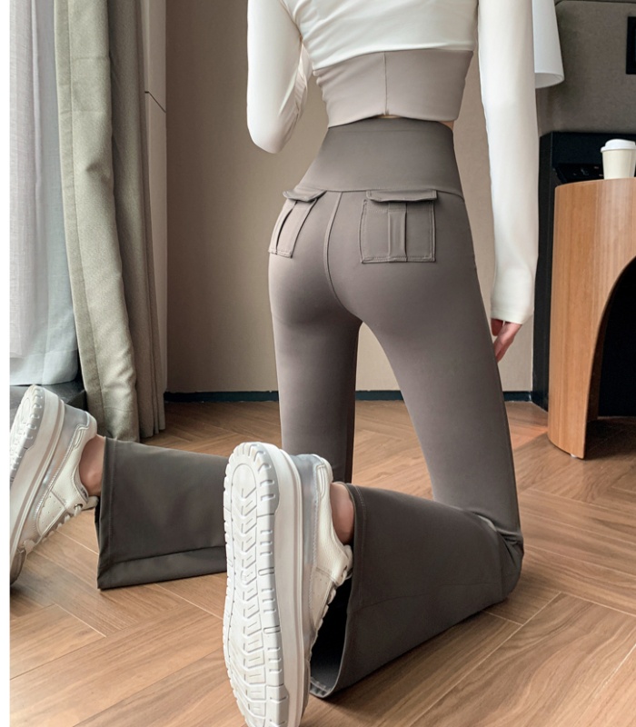 High waist pants elasticity flare pants for women