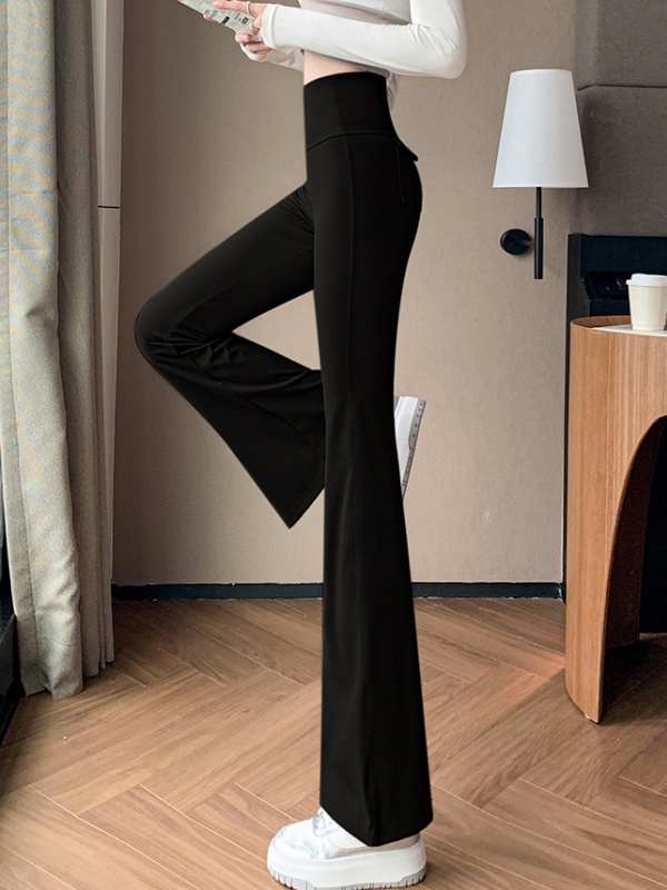 High waist pants elasticity flare pants for women