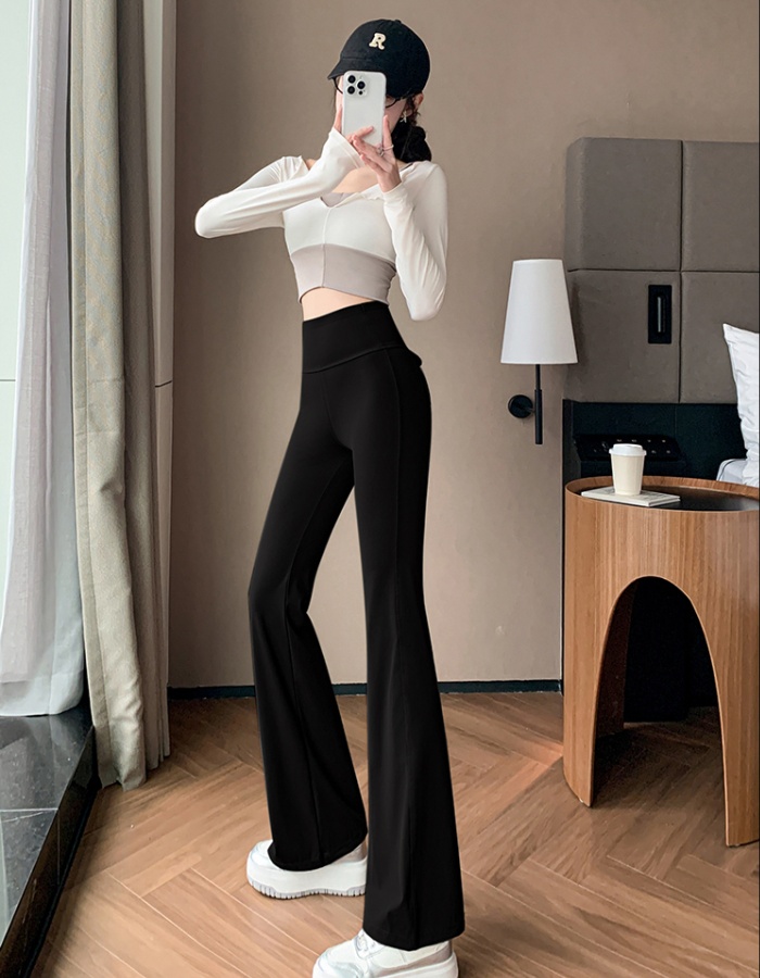 High waist pants elasticity flare pants for women