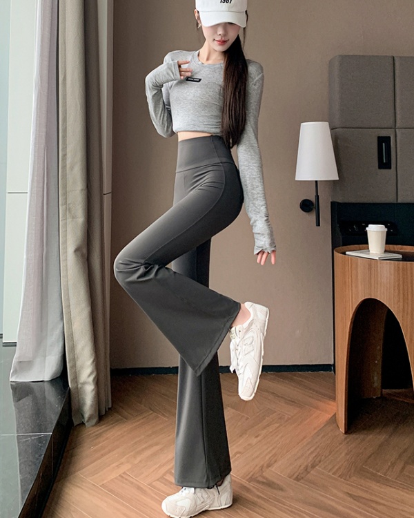 High waist pants elasticity flare pants for women