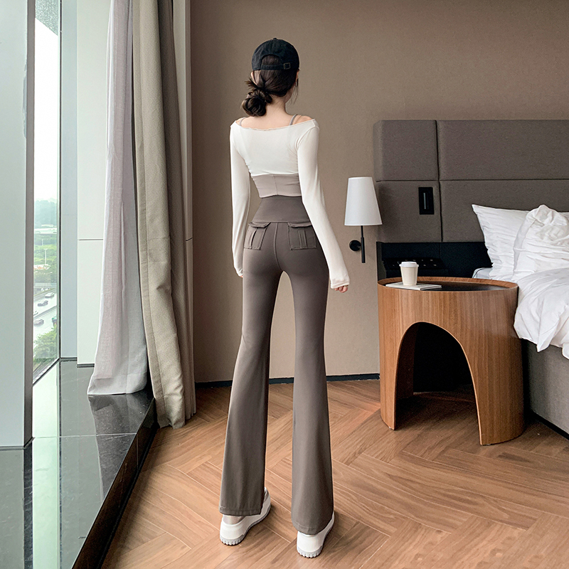 High waist pants elasticity flare pants for women