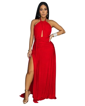 Halter European style formal dress red sexy dress