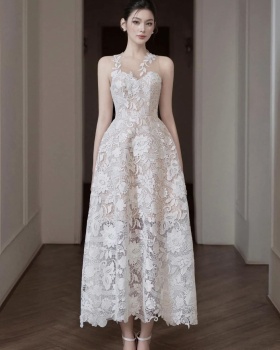 White niche formal dress wedding lace dress