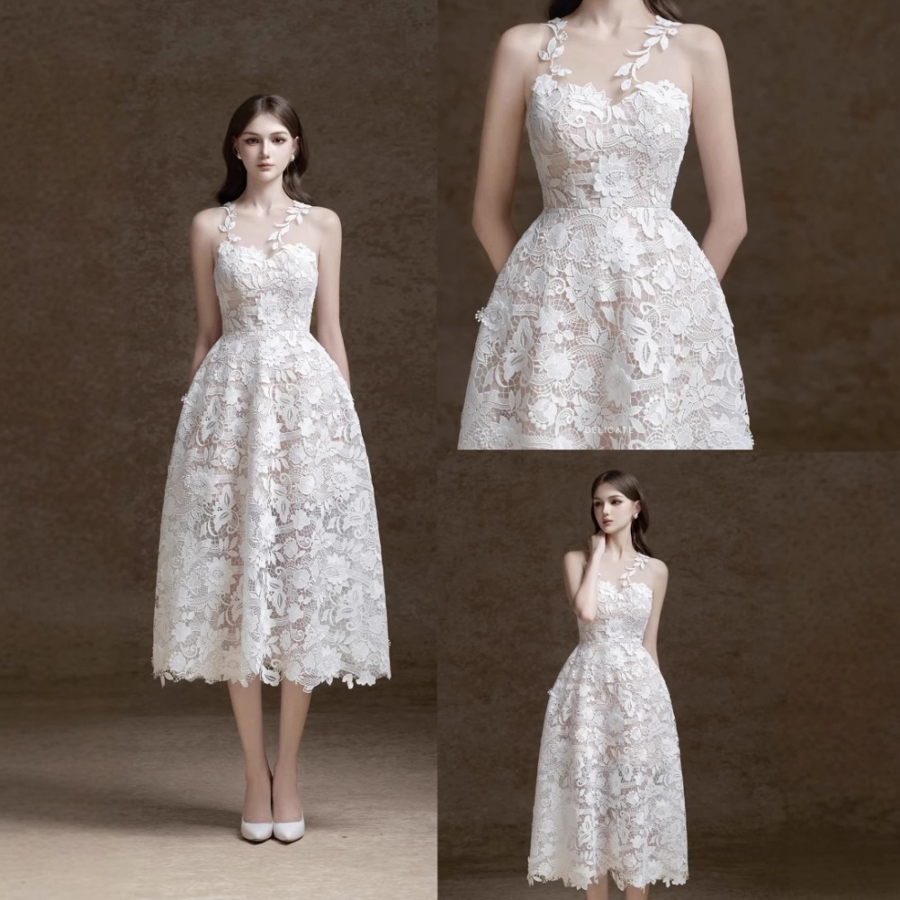 White niche formal dress wedding lace dress