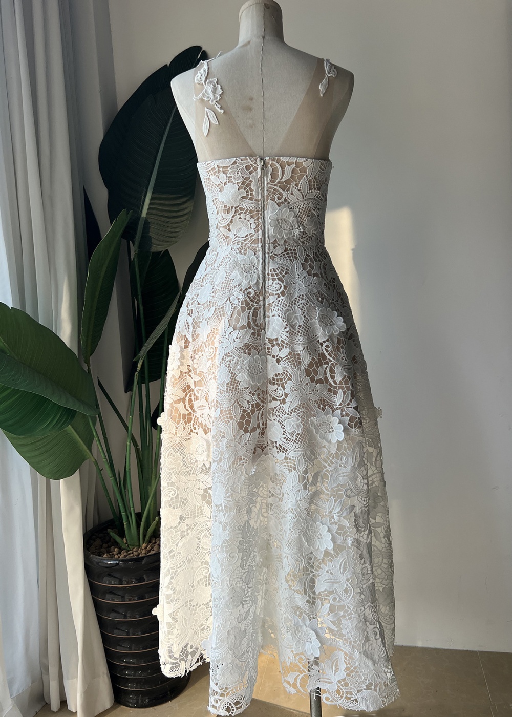 White niche formal dress wedding lace dress