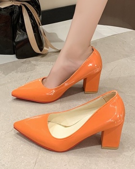 Patent leather high-heeled shoes thick shoes for women