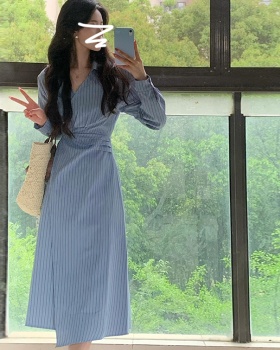 Pinched waist long dress France style dress for women