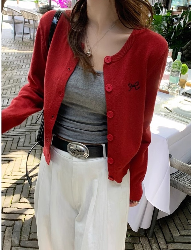 Outside the ride spring coat short thin cardigan for women