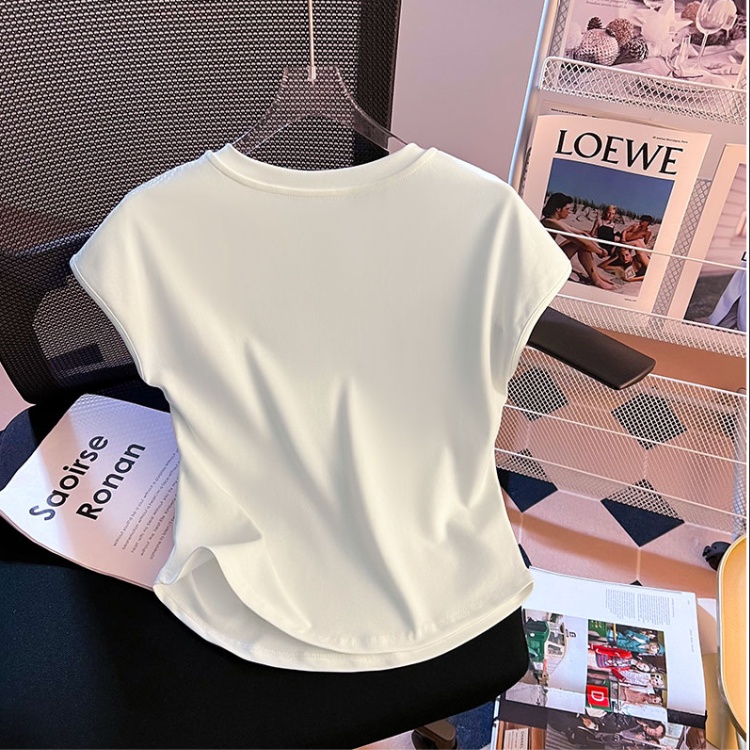 Short retro summer tops boats sleeve slim T-shirt for women