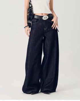 All-match straight pants blue wide leg jeans for women