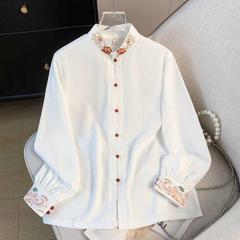 Classical retro tops long sleeve national style shirt