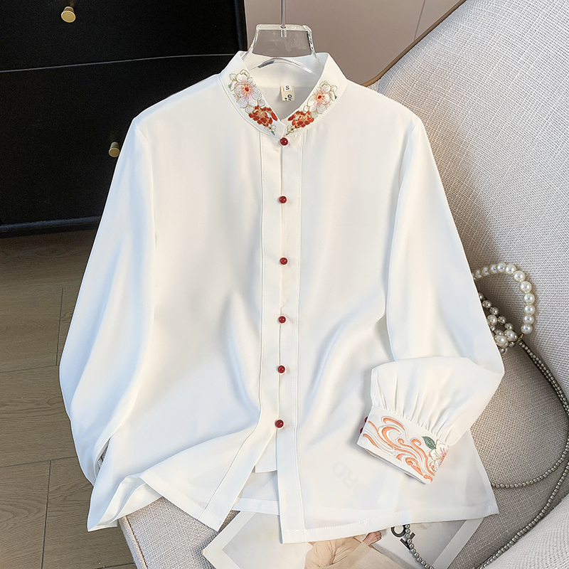 Classical retro tops long sleeve national style shirt