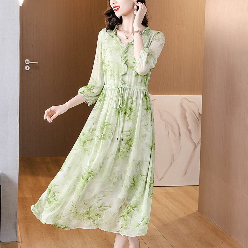 Luxurious spring and summer floral dress