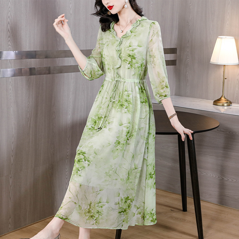 Luxurious spring and summer floral dress