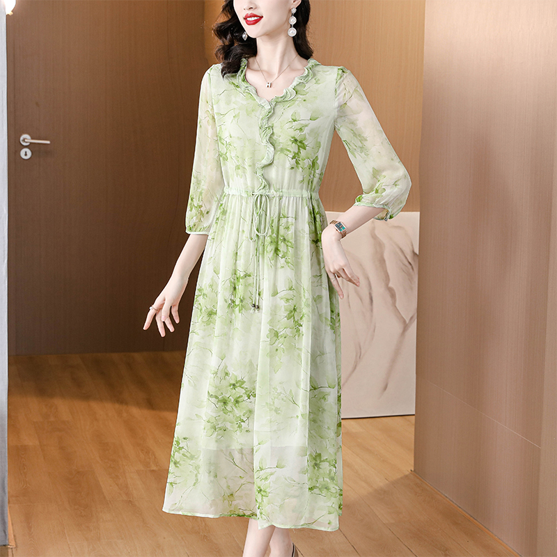 Luxurious spring and summer floral dress