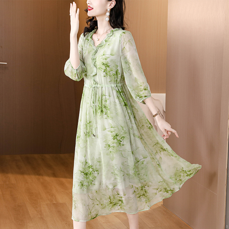 Luxurious spring and summer floral dress