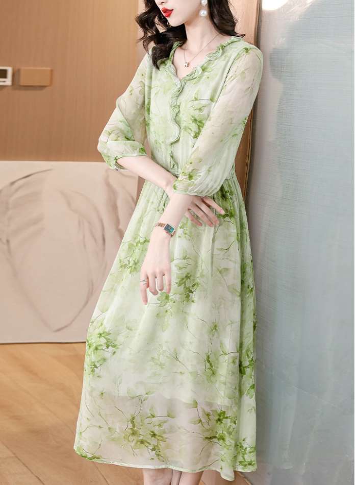 Luxurious spring and summer floral dress