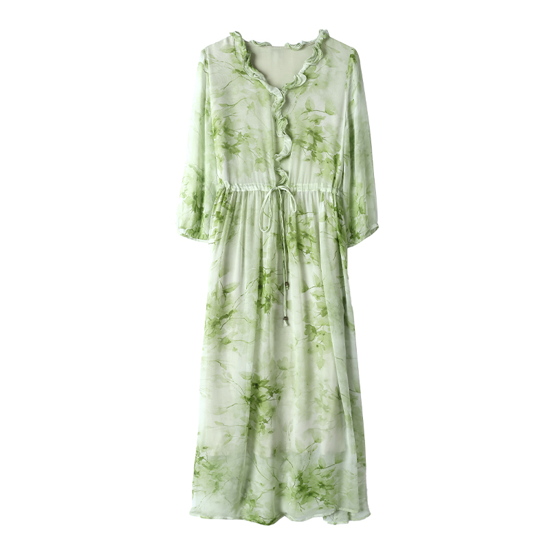 Luxurious spring and summer floral dress