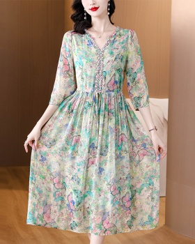 Temperament spring and summer floral dress