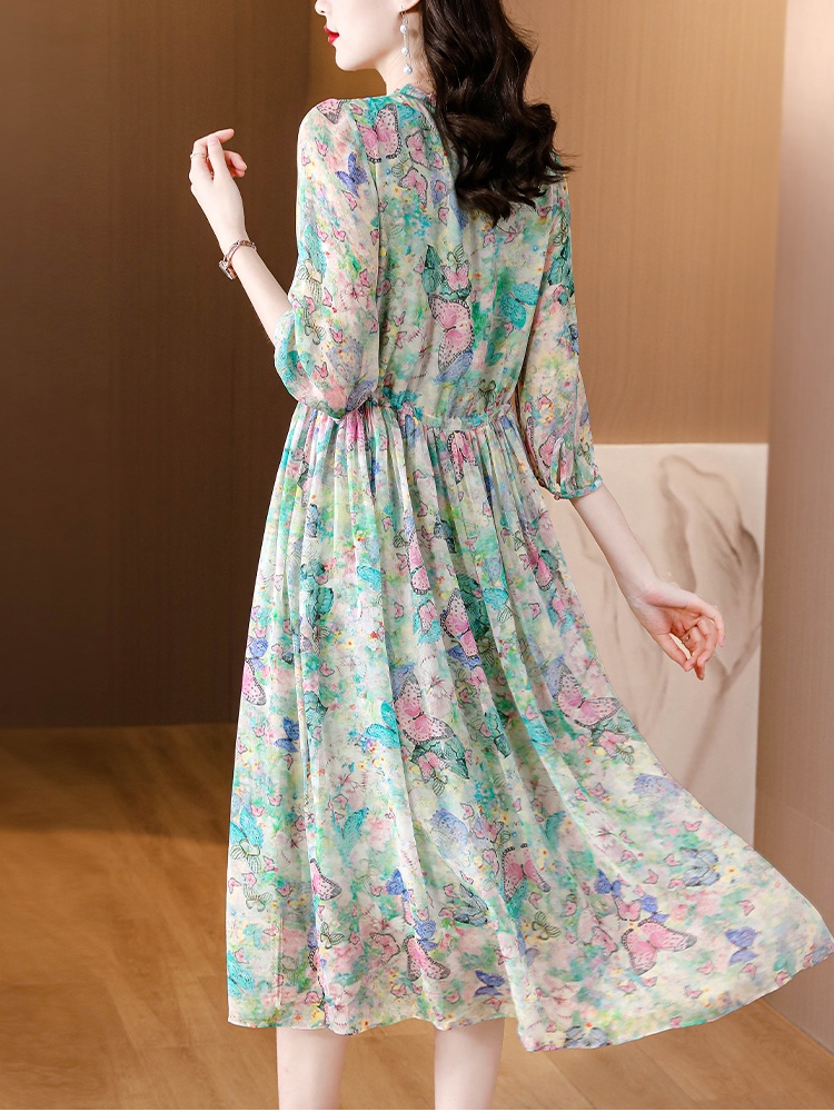 Temperament spring and summer floral dress