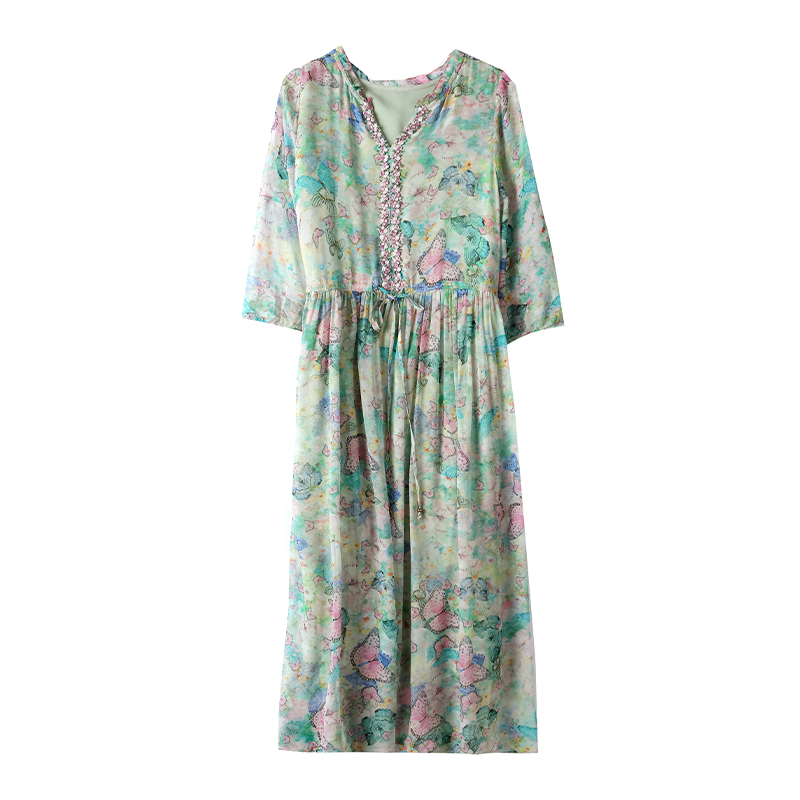 Temperament spring and summer floral dress