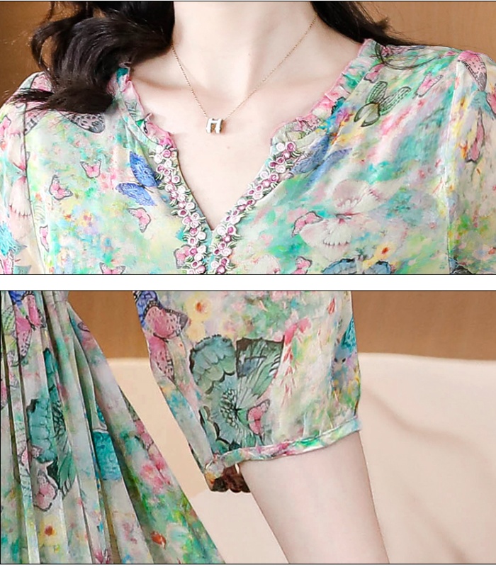 Temperament spring and summer floral dress