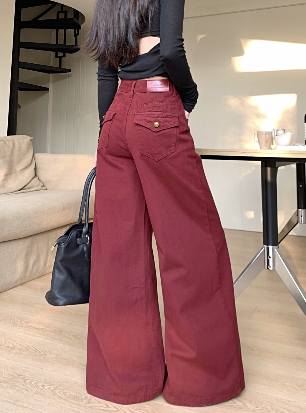 Mopping wide leg loose jeans for women