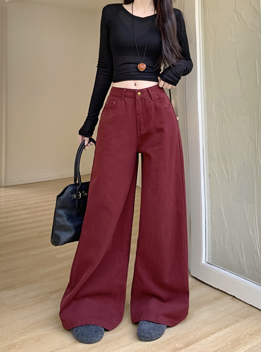 Mopping wide leg loose jeans for women