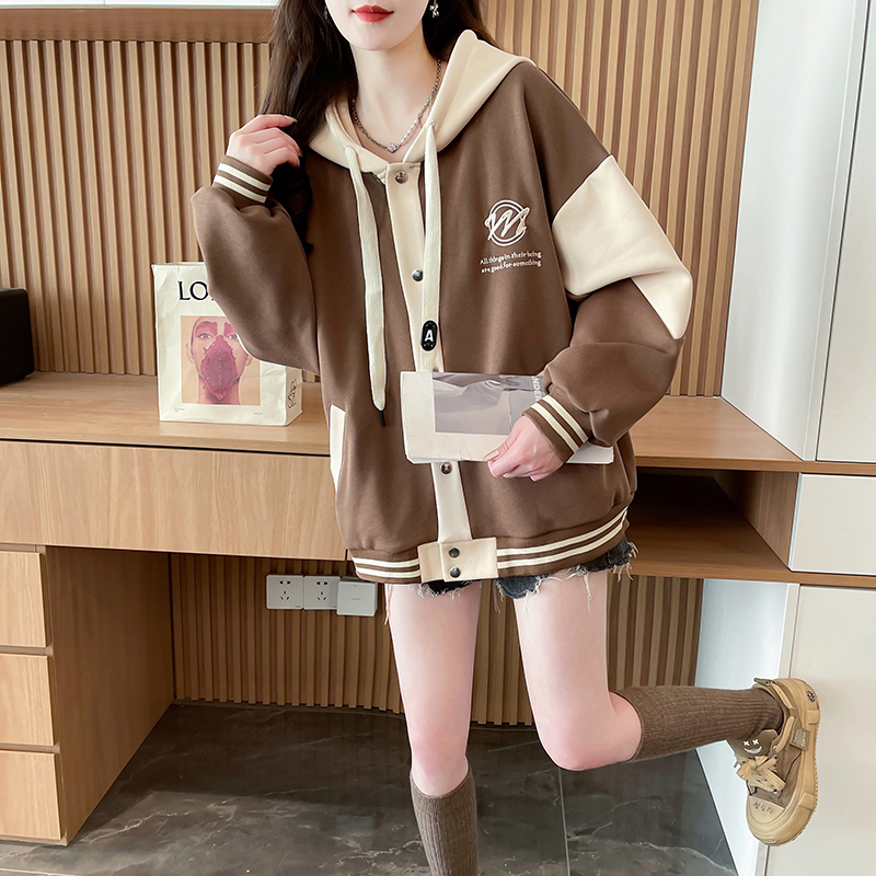 College style cardigan retro baseball uniforms for women