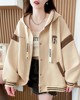 Casual loose baseball uniforms cotton cardigan for women