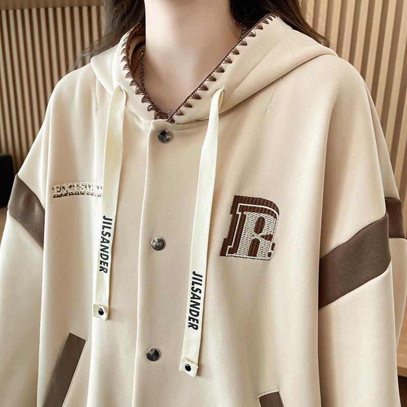 Casual loose baseball uniforms cotton cardigan for women