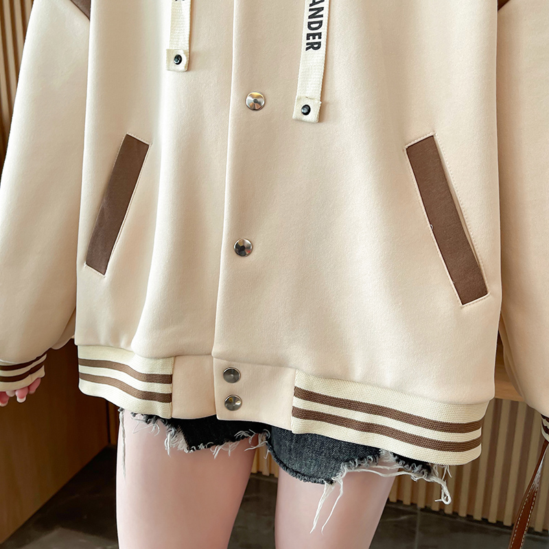 Casual loose baseball uniforms cotton cardigan for women