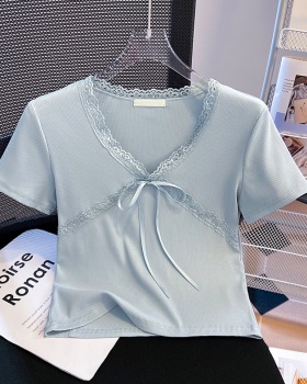 France style short sleeve tops short summer T-shirt