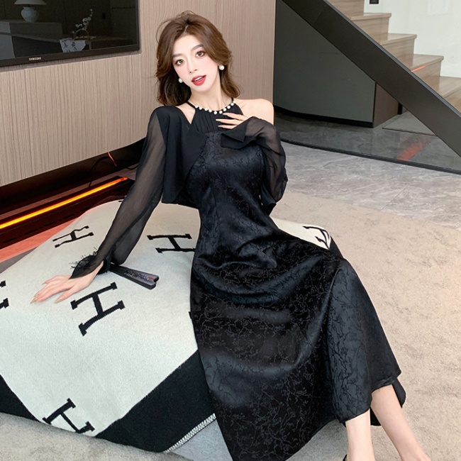 Sweet cardigan strap dress a set for women