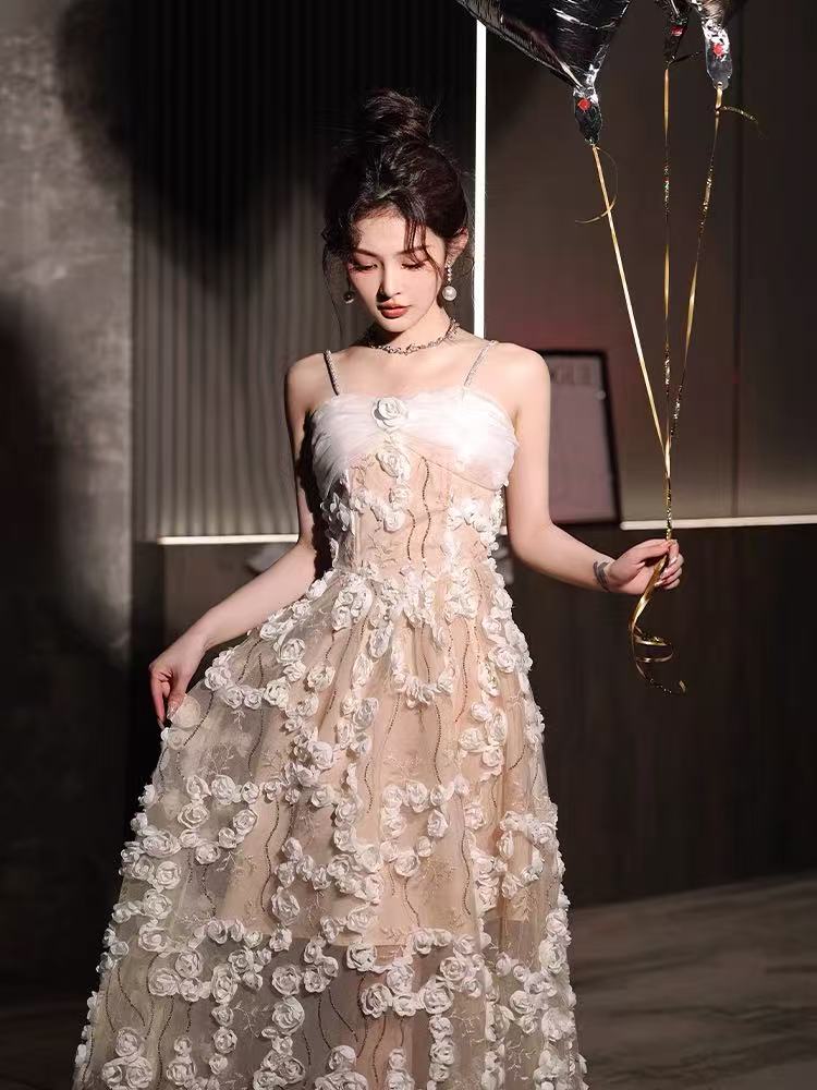 Stereoscopic evening dress France style dress for women