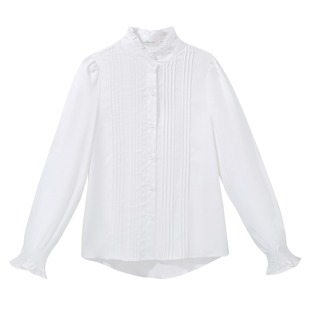 Inside the ride cstand collar tops lace white shirt