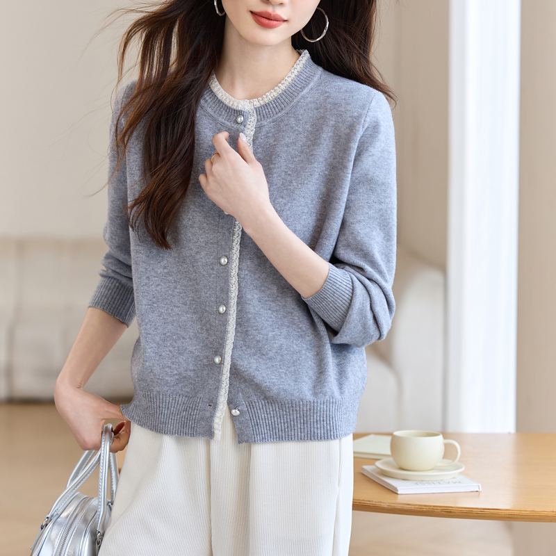 Chanelstyle spring lady coat temperament gray sweater