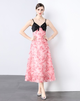 Bow France style formal dress sling rose dress