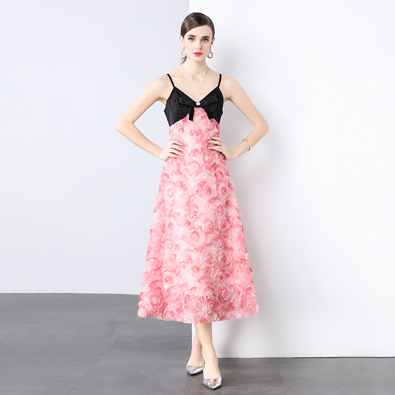 Bow France style formal dress sling rose dress